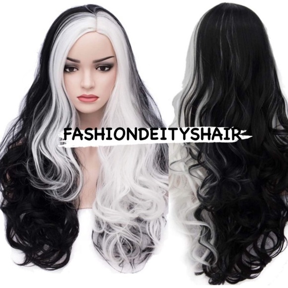 Kris BLACK & WHITE 2 TONE Cosplay full cap wig NEW